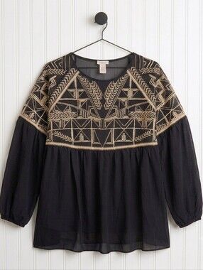Sundance Embroidered Silk Blouse